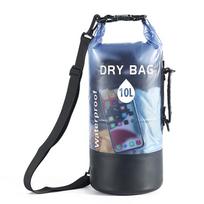 10L PVC Roll-Top Kayaking Dry Backpack Waterproof Soft Durable Strap Camping Hiking Portable Travel mėlyna