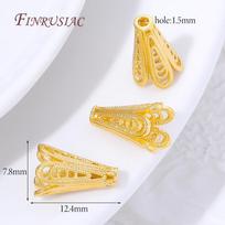 18K Gold Plated Filigree Cone Bead Cap,Hollow Flower Tassel End Cap For Jewelry Making Supplies, DIY Bracelet Necklace Findings 2 pieces