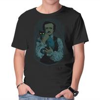 Unisex Crew Neck T-Shirt Poe And The Black Cat Graphic Short Sleeve Casual Tee S