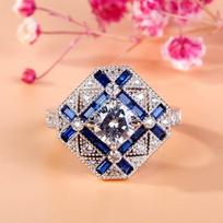 Luxurious White Gold Filled Women Jewelry Cz Wedding Engagement Rings Crafted For Elegance 6 mėlyna