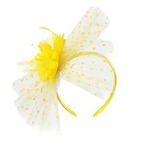 Elegant Vintage Fascinator Hat Exquisite Feather Hairpiece Party Masquerade Hair Band  Wedding geltona