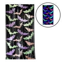 Sparkling Halloween Printing Curtain 1x2M Scary Background Wall Tassel  Ghost Festival Decor 1x2M