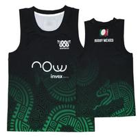 Mexico Rugby Serpientes Training Singlet Men Casual Street-Style Quick-Dry Black Green Sleeveless Rugby Jersey with Aztec Print S