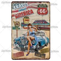 Garažo metalinė lentelė Vintažinė plokštelė Aliejaus/Benzino skardinė lentelė Sienų dekoras Vyriškam kampeliui Plokštelė Amatai Meno plakatas Lenktyninis automobilis Individualus 20x30cm（7.8x11.8inch）