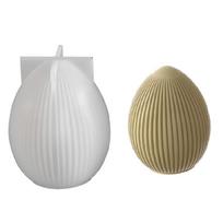 Striped Easter Hare Eggs Silicone Candle Molds Food Grade Silicone for Making Candle Soap Home Decoration and Resin Art