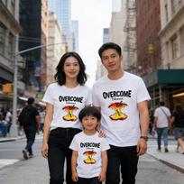 Luxurious Parent-Child Short Sleeve T-Shirt - Heavyweight 100% Cotton with Apple Print 100cm, 10-15kg