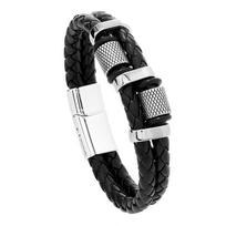 Cross-Border European American Fashion Hologram Iron Magnetic Buckle Men's Multi-Layer Handmade Woven Leather Bracelet Jewelry juoda