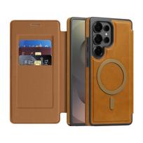 case for S26 S25 S24 S23 S22 plus ultra Magnetic flip leather case insert the card Wireless Charging Anti-Fingerprint plain Galaxy S26 ruda