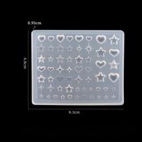 3D Heart Star Pentagram Silicone Nail Mold Transparent DIY Nail Art Decoration Manicure Salon Nail Charm Template Tool