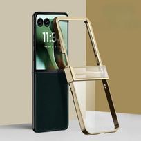 Electroplated Transparent Cover For Motorola Razr 60 50 40 Ultra Moto Razr 60 50 40 Hard Shell Phone Case Hinge Protective Motorola Razr 50 Ultra auksinė