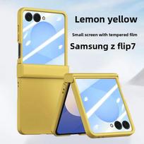 Skin Feel Phone Case for Samsung Z Flip 7 FE 6 5 4 3 Flip7 Flip6 Flip5 With Screen Protective Cover Solid Color Galaxy Z Flip5 geltona