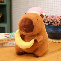Cute Bedtime Capybara Plush Toy Soft Stuffed Animal Capybara Doll with Sleep Hat Moon Star Fluffy Plushie for Kid Birthday Gift 30cm