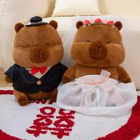 Creative 2 Style Couple Capybara Wedding Doll Soft Stuffed Animals Plush Toys Partner for Lovers Girls Valentine's Day Gifts 30cm