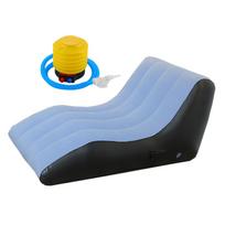Outdoor Lazy Inflatable Sofa Foldable Blow Up Couch Portable and Easy To Store with Pump for Home Yard Patio Camping mėlyna