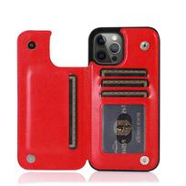 Flip Leather Wallet Phone Case for Aplle iPhone XS XR 11 12 13 14 15 16e 16 Pro Max Plus with Card Holder Kickstand iPhone 15 raudona