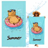 Ręcznik Plażowy Kapibara Donut Z Mikrofibry Szybkoschnący 3D 150X75 Cm