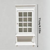 European Mini Display Cabinet, Dollhouse Wooden Furniture Accessory, Hollow Storage Bookcase for DIY Diorama Layout