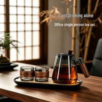 Nordic Glass Teapot Set with Wooden Tray
