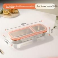 Newair 304 Stainless Steel Lightweight Lunch Box with Three Compartments, Sealed Portable Portion Control Bento Box for Diet and Fruit Fresh-Keeping