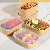 Disposable Square Lunch Boxes, 750ml*10 Sets, Eco-Friendly Takeout Containers, Kraft Paper Bowls, Thickened Food Packaging Utensils