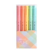 KACO PURE Flat Mini Basic Highlighter Pen Multi-color 5 Color Set with Clip School Pastel oranžinė