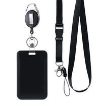 Retractable Badge Reel with Lanyard, ID Card Holder for Employee Badge, Bus Pass Case, Accessories One Size juoda