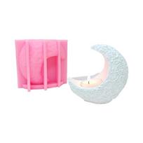 Moon Shape Silicone Molds for Epoxy Resin Tealight Holder Gypsum Decoration Silicones Candlestick Molds for Candle Stand 1