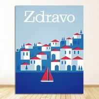 Kelioninis plakatas Drobės tapyba Kraft plakatu dengtas sienos lipdukas Namų dekoravimui Dovana Kroatija Zagrebas Dubrovnikas Vintage 21X30CMNo Framed