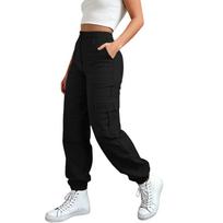 Women's Casual And Fashionable Color Loose Pants With Pocketes L juoda