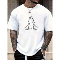 Men'S Samurai Pattern Summer Casual Short-Sleeve T-Shirt S balta