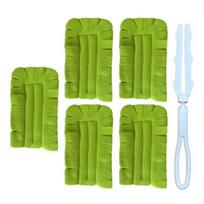 5pcs Dust Duster Microfiber Cloth Reusable Duster Electrostatic Cleaning Pads Detachable žalia