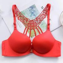 Moteriška liemenėlė priekyje su sagtimi apatiniai nėriniai Sexy Leopard Print Be Underwire Beauty nugaros liemenėlė 32/70AB raudona