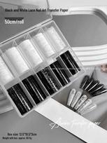 Black and White Lace Nail Art Transfer Paper - 10-Grid Boxed Stickers