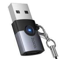 Adapteris OTG USB A į USB C Hoco UA46B pilkas