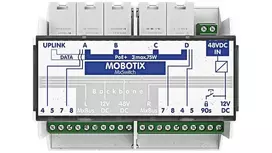 MOBOTIX MX-SWITCH1 – Tinklo jungiklis 4 x 10/100 (PoE+) DIN bėgiui