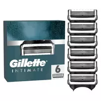 Gillette Intimate Skustuvo Galvutės Papildymas, 6 Vnt., Juodos, Vyriškų Plaukų Skutimui