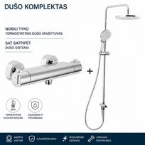 Dušo komplektas Nobili TYKO termostatinis dušo maišytuvas ir dušo sistema SATPIPET