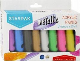 Akrilinių dažų rinkinys 8sp 25ml METAL 484980 STARPAK/6