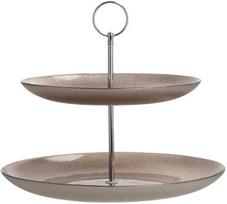 Home4You Pakopinis stovas TORTUI LĖKŠTĖ, 2 aukštų, D28cm, stiklinė
