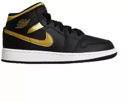 Air Jordan 1 Mid Jaunuoliams (GS) Krepšinio bateliai Juoda/Metalinė aukso - DQ8423-071