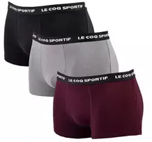 Le Coq Sportif vyriškos bokserės, 3 vnt. pakuotė, juodos, pilkos ir bordo spalvos