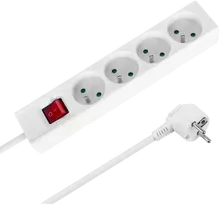 Prailgintuvas, 4 lizdai, 1,5 m, prancūziško tipo, su jungikliu (3x1,0 mm), „Rebel“ baltas