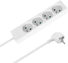 Prailgintuvas 4 lizdai 5m prancūziško tipo be jungiklio (3x1.5mm) Rebel baltas