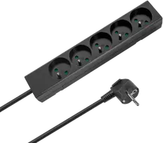 Prailgintuvas 5 lizdų 3m prancūziško tipo be jungiklio (3x1.5mm) Rebel juodas