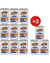 HILL'S Prescription Diet Canine k/d Kidney Care drėgnas ėdalas šunims, padedantis palaikyti inkstų funkciją, 9 x 350 g + 3 skardinės NEMOKAMAI!