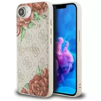 GUESS Flowers Print phone case for iPhone 16e in pink with MagSafe