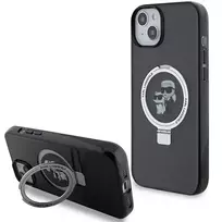 Karl Lagerfeld KLHMP14SHMRSKCK iPhone 14 | 15 | 13 6.1" black hard case with ring stand, Karl AND Choupette, MagSafe