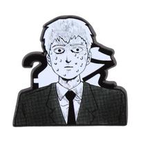 Reigen Arataka Emalinis Smeigtukas: Mob Psycho 100 Sci-Fi Anime Sagė Skrybėlei ir Kuprinei Dekoracijoms. balta