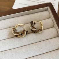 Maillard Tiger's Eye Geometric Ear Cuffs: Retro Niche High-End Earrings