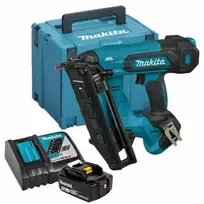 MAKITA 18V LXT belaidis kampinis apdailos vinių kaliklis DBN610ZJ 20° 32-64mm 16Ga 2x5.0Ah rinkinys su įkrovikliu ir Makpac dėklu